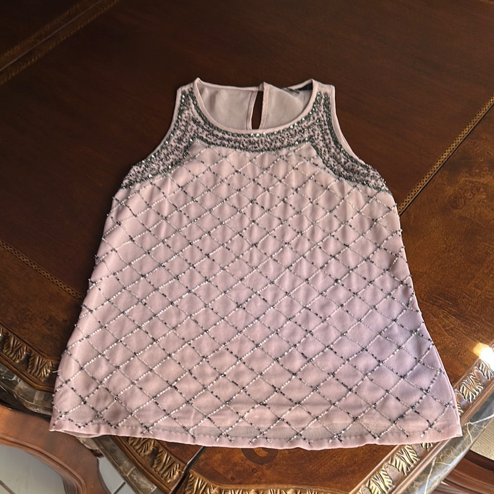 Black Label Pink and Gray Embellished Blouse